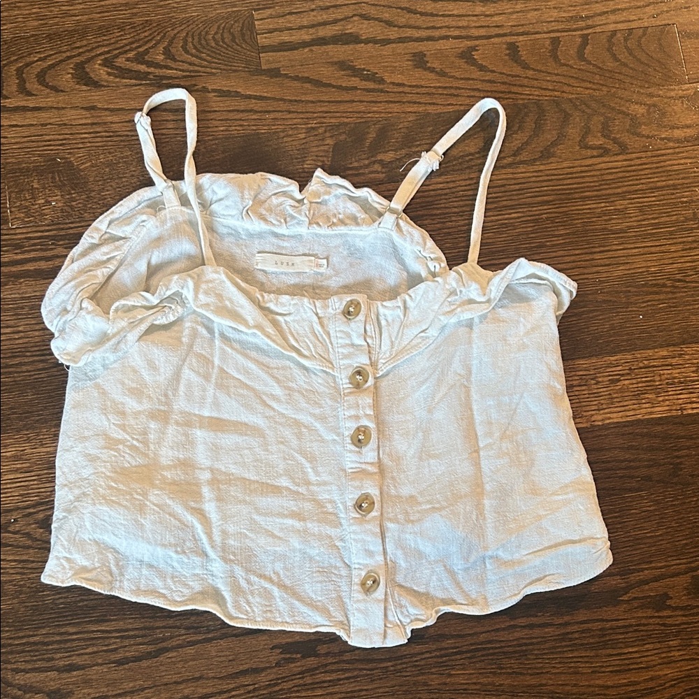 Lush Cream Ruffle Strap Tank Top